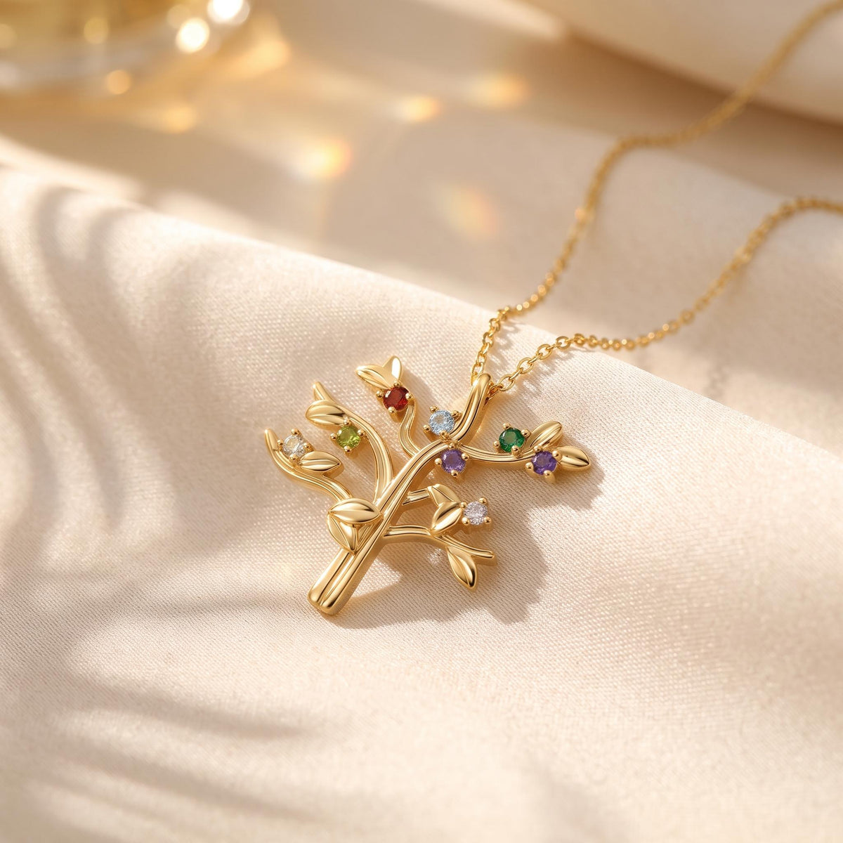 Family Tree Necklace with Birthstones