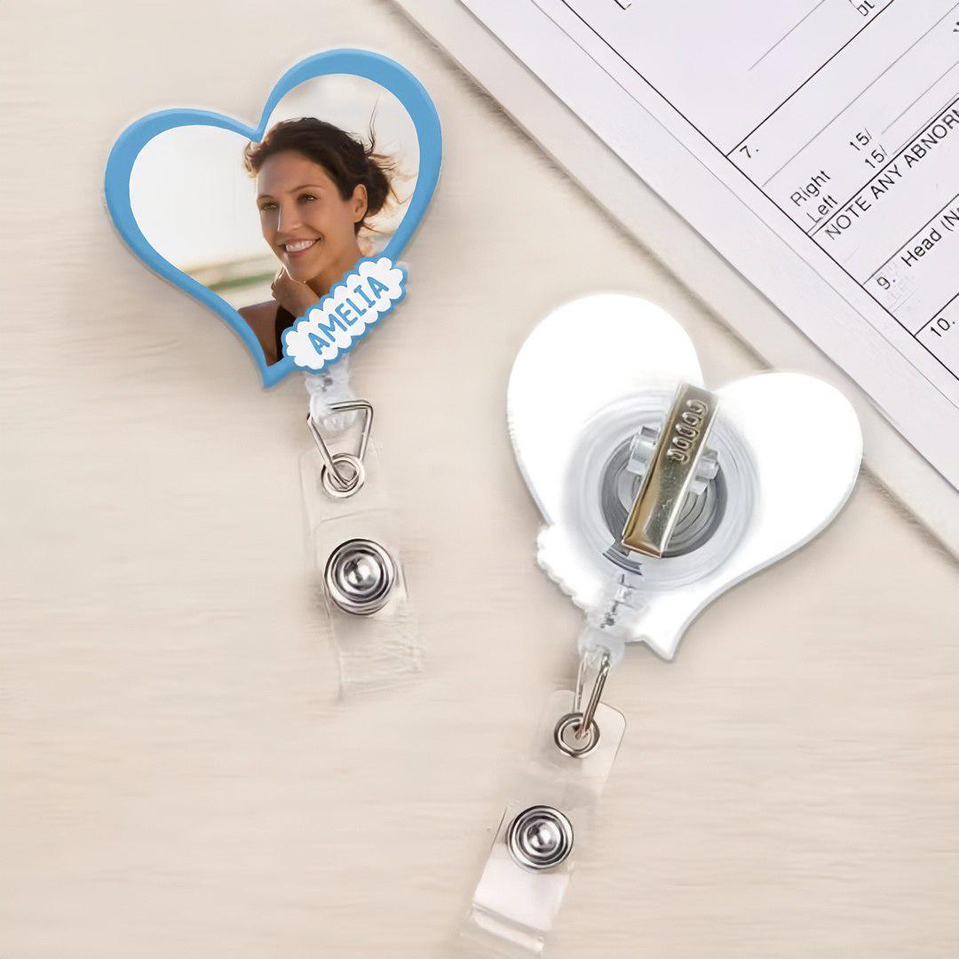 Custom Pet Photo Heart or Paw Badge Reel