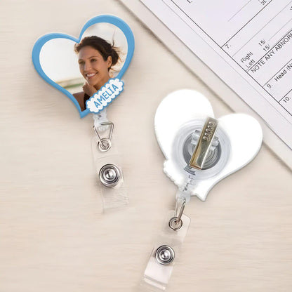 Custom Pet Photo Heart or Paw Badge Reel