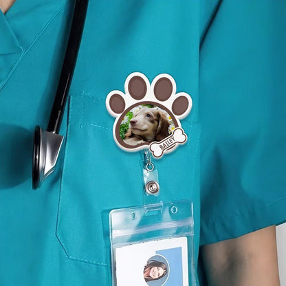 Custom Pet Photo Heart or Paw Badge Reel