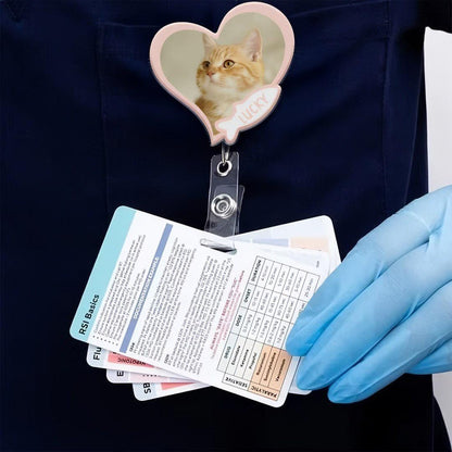 Custom Pet Photo Heart or Paw Badge Reel