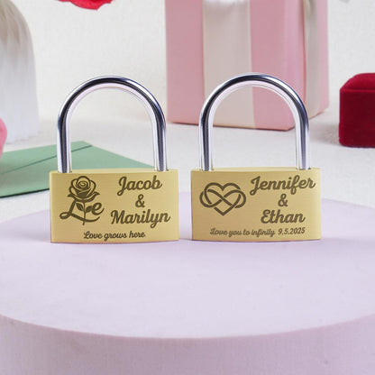 Custom Engraved Brass Love Padlock with Names