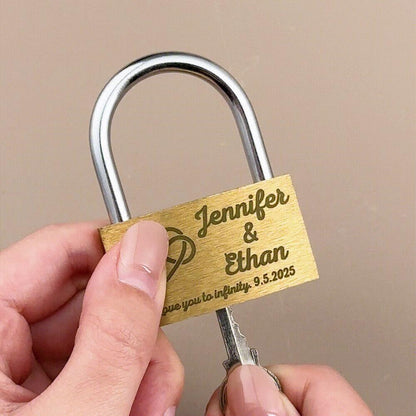 Custom Engraved Brass Love Padlock with Names