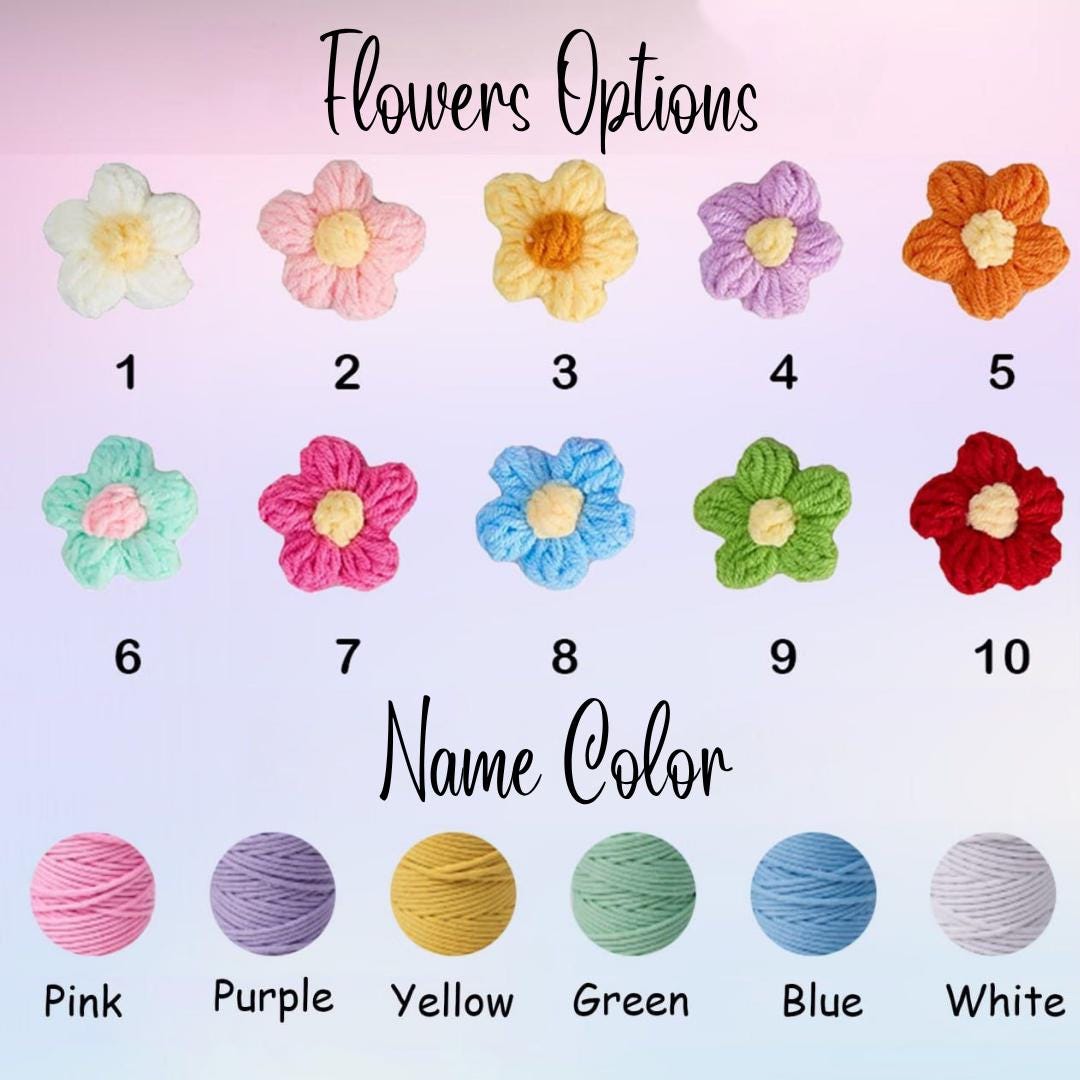 Custom Name & Flower Yarn Mini Straw Bag
