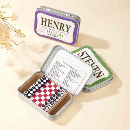 Personalized Magnetic Travel Chess Set with Name