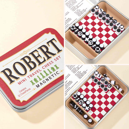 Personalized Magnetic Travel Chess Set with Name