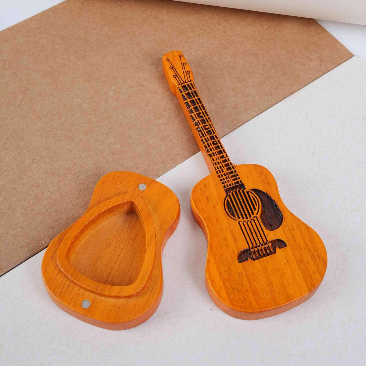 Personalized Wooden Guitar Pick Box with Engraving