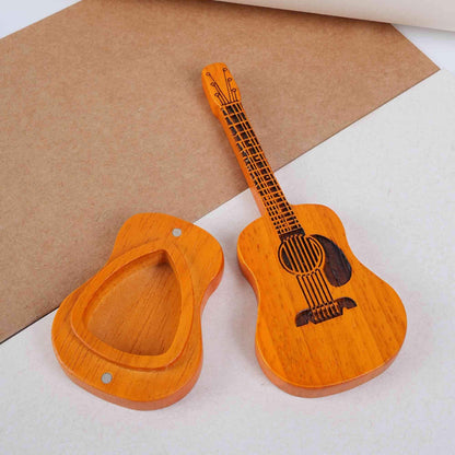 Personalized Wooden Guitar Pick Box with Engraving