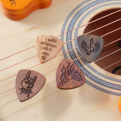 Personalized Wooden Guitar Pick Box with Engraving