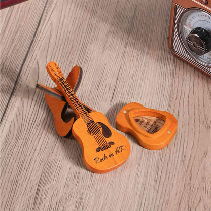 Personalized Wooden Guitar Pick Box with Engraving