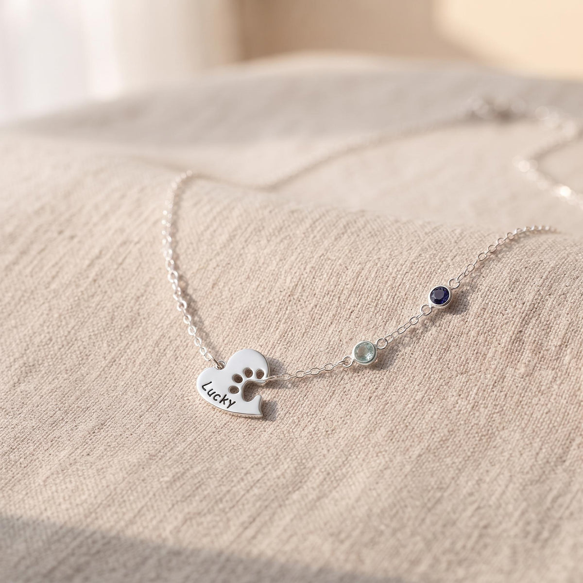 Personalized Name Paw Heart Necklace