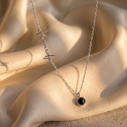 Sideways Name Photo Projection Necklace