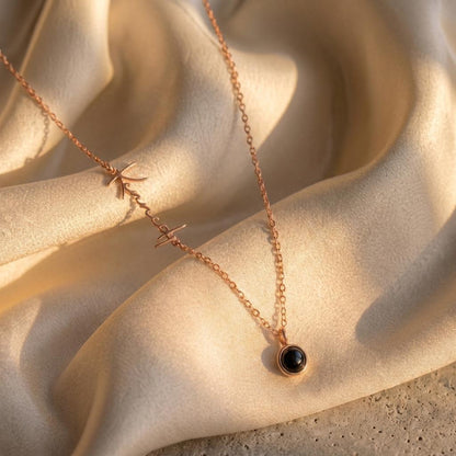 Sideways Name Photo Projection Necklace