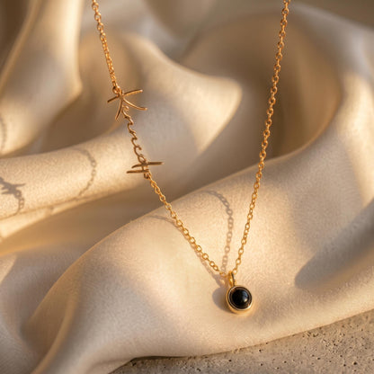 Sideways Name Photo Projection Necklace