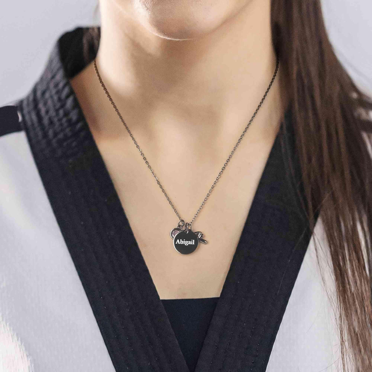 Custom Name Martial Arts Necklace with Birthstone