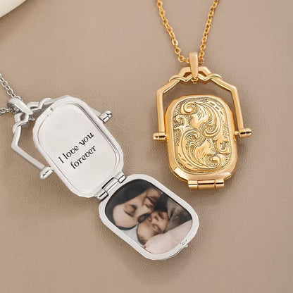 Antique Style Photo Locket Necklace with Name