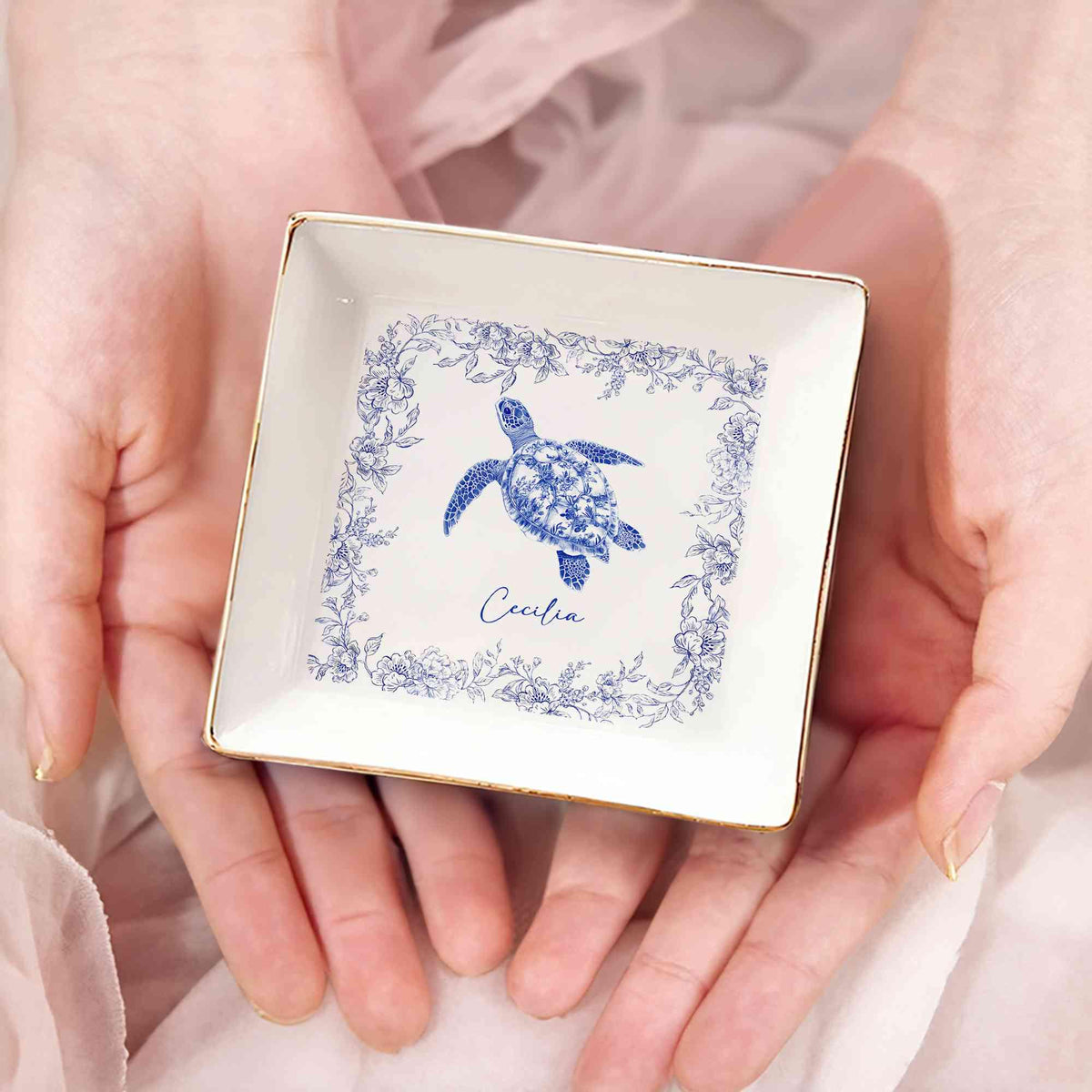 Custom Name Chinoiserie Animal Jewelry Dish