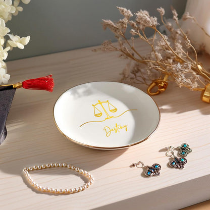 Custom Name Scale of Justice Jewelry Dish