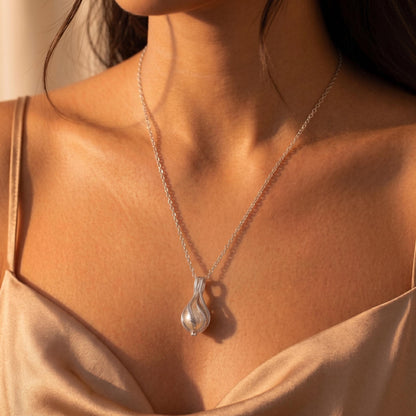 Custom Name & Birthstone Pearl Cage Necklace