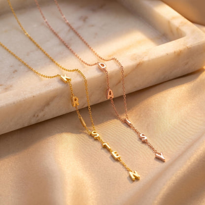 3D Bubble Letters Lariat Name Necklace