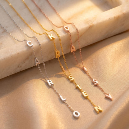 3D Bubble Letters Lariat Name Necklace