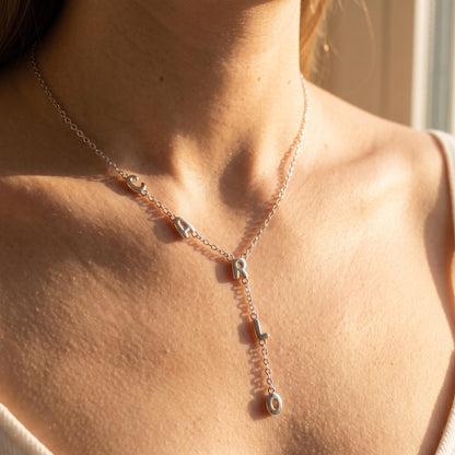 3D Bubble Letters Lariat Name Necklace
