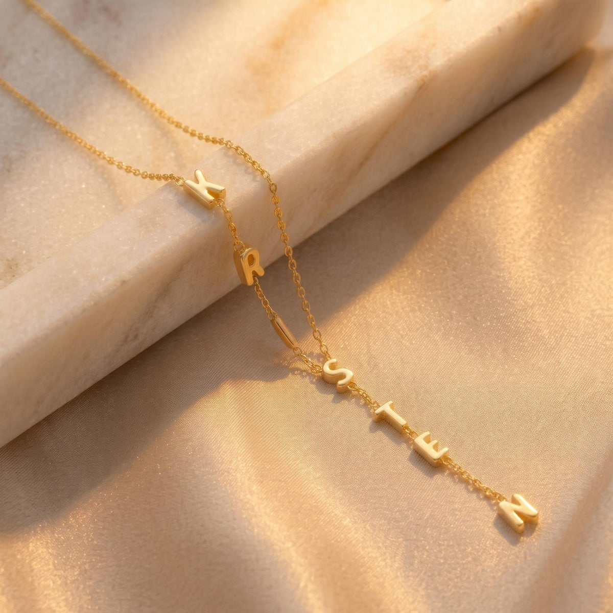 3D Bubble Letters Lariat Name Necklace