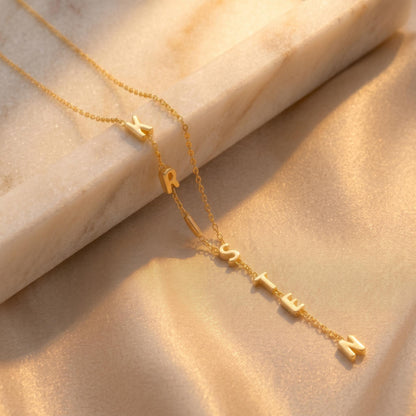 3D Bubble Letters Lariat Name Necklace