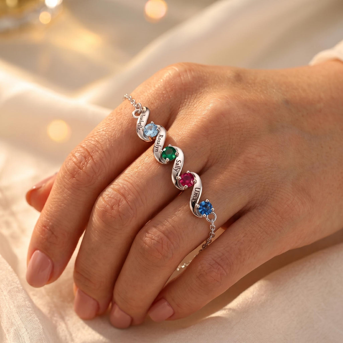 Birthstone Family Bracelet with 1-6 Names