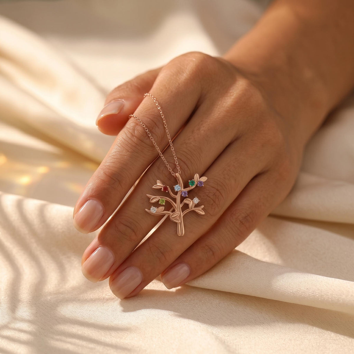 Family Tree Necklace with Birthstones