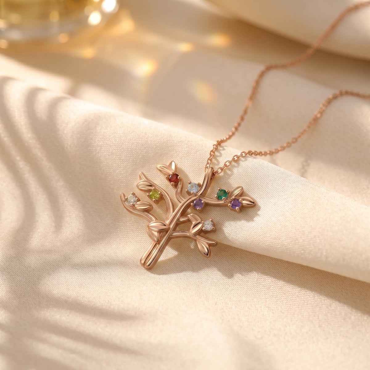 Family Tree Necklace with Birthstones