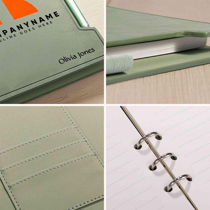 Custom Company Logo Leather Notebook & Pen Set