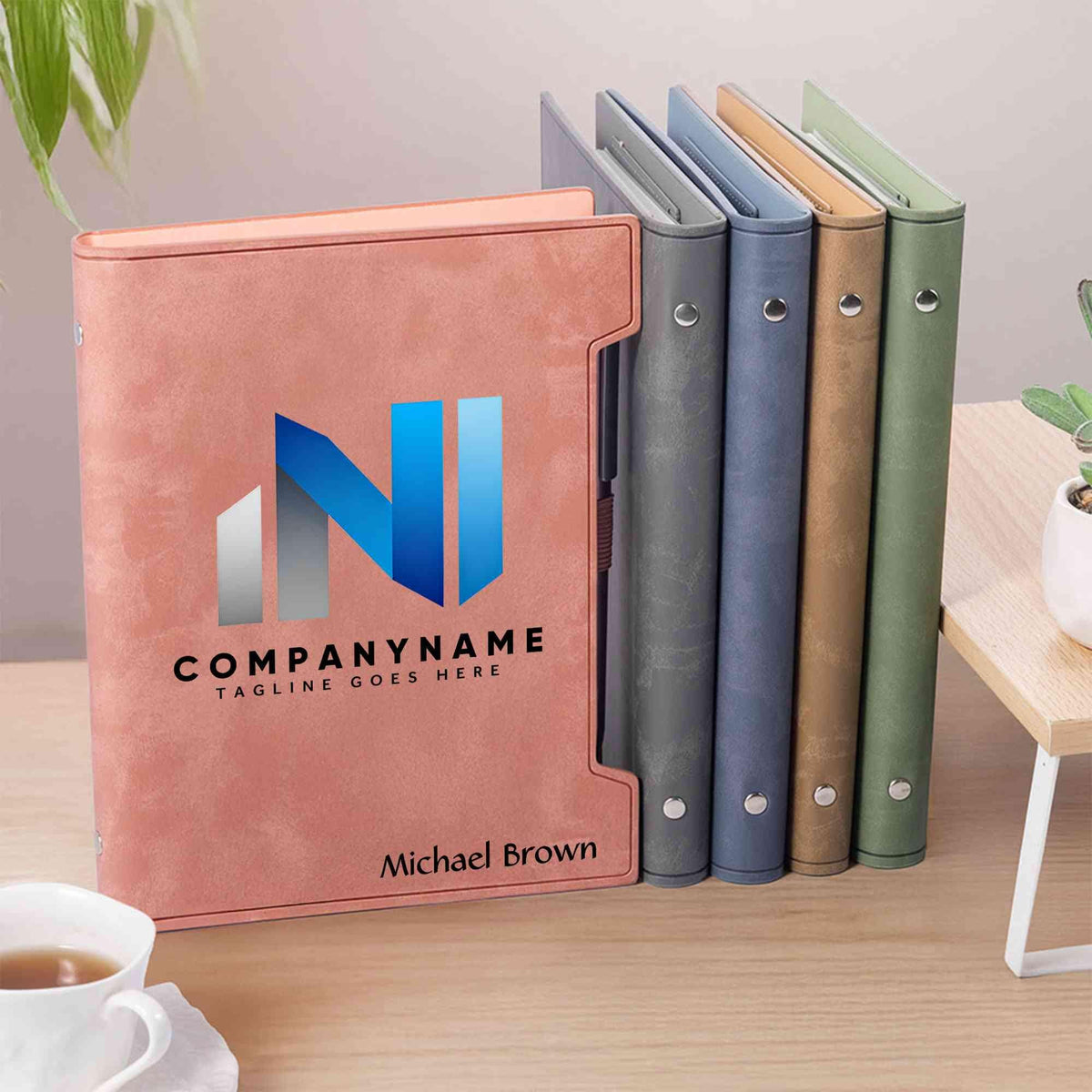 Custom Company Logo Leather Notebook & Pen Set