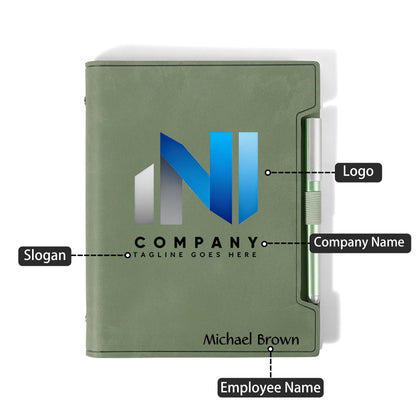 Custom Company Logo Leather Notebook & Pen Set