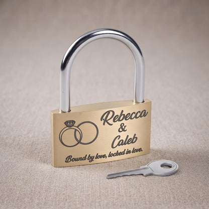 Custom Engraved Brass Love Padlock with Names