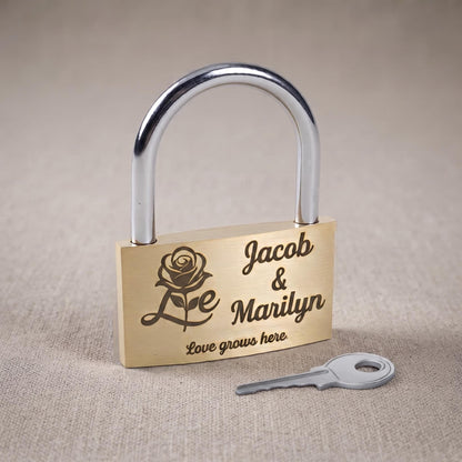 Custom Engraved Brass Love Padlock with Names