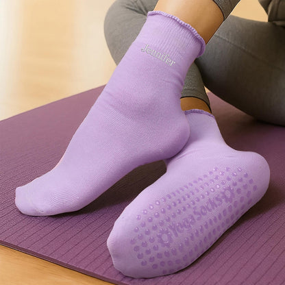 Custom Name Embroidered Ruffle Pilates Socks