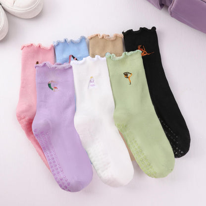 Custom Name Embroidered Ruffle Pilates Socks