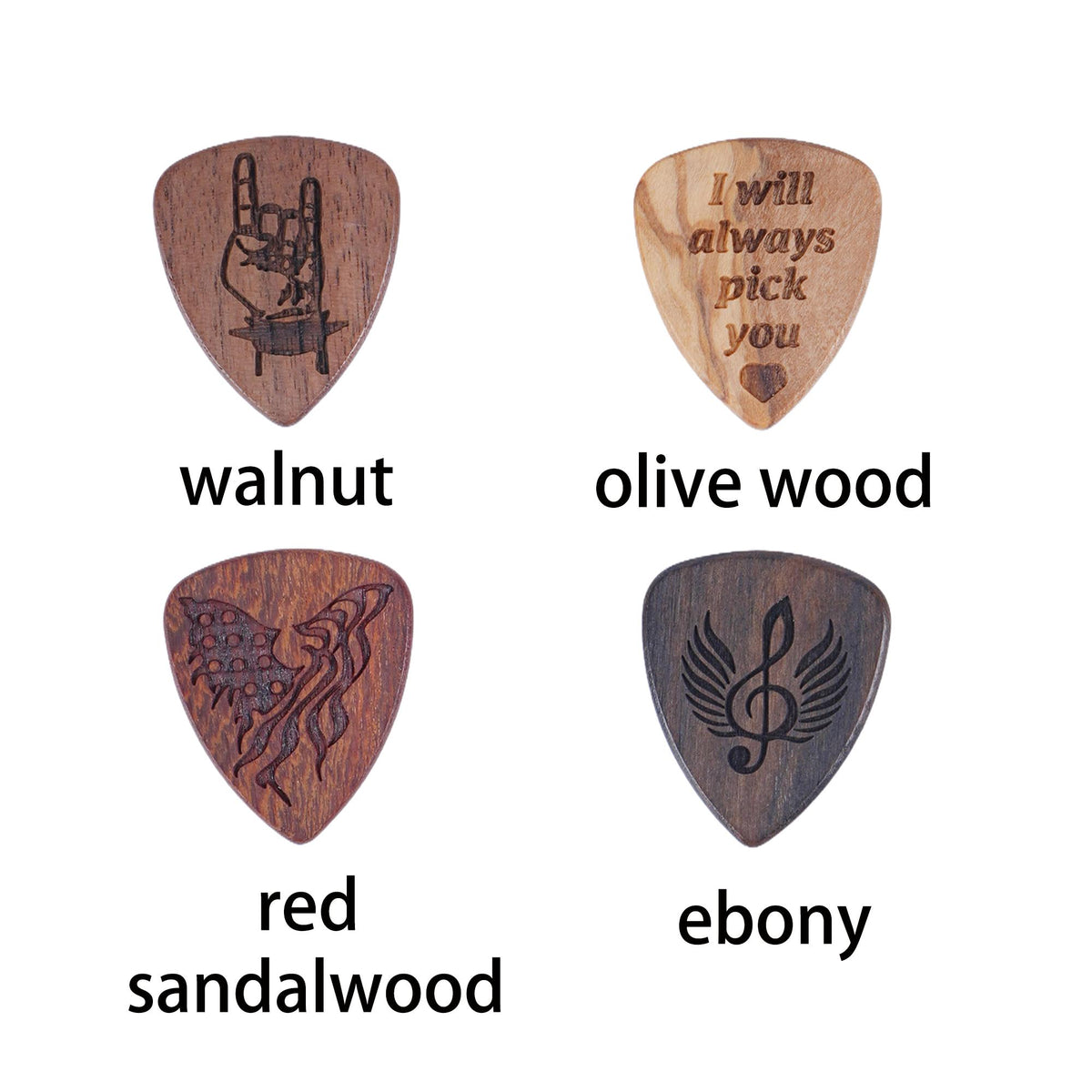 Personalized Wooden Guitar Pick Box with Engraving