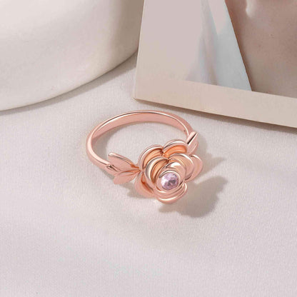 Rose Flower Cremation Urn Ring with Birthstone