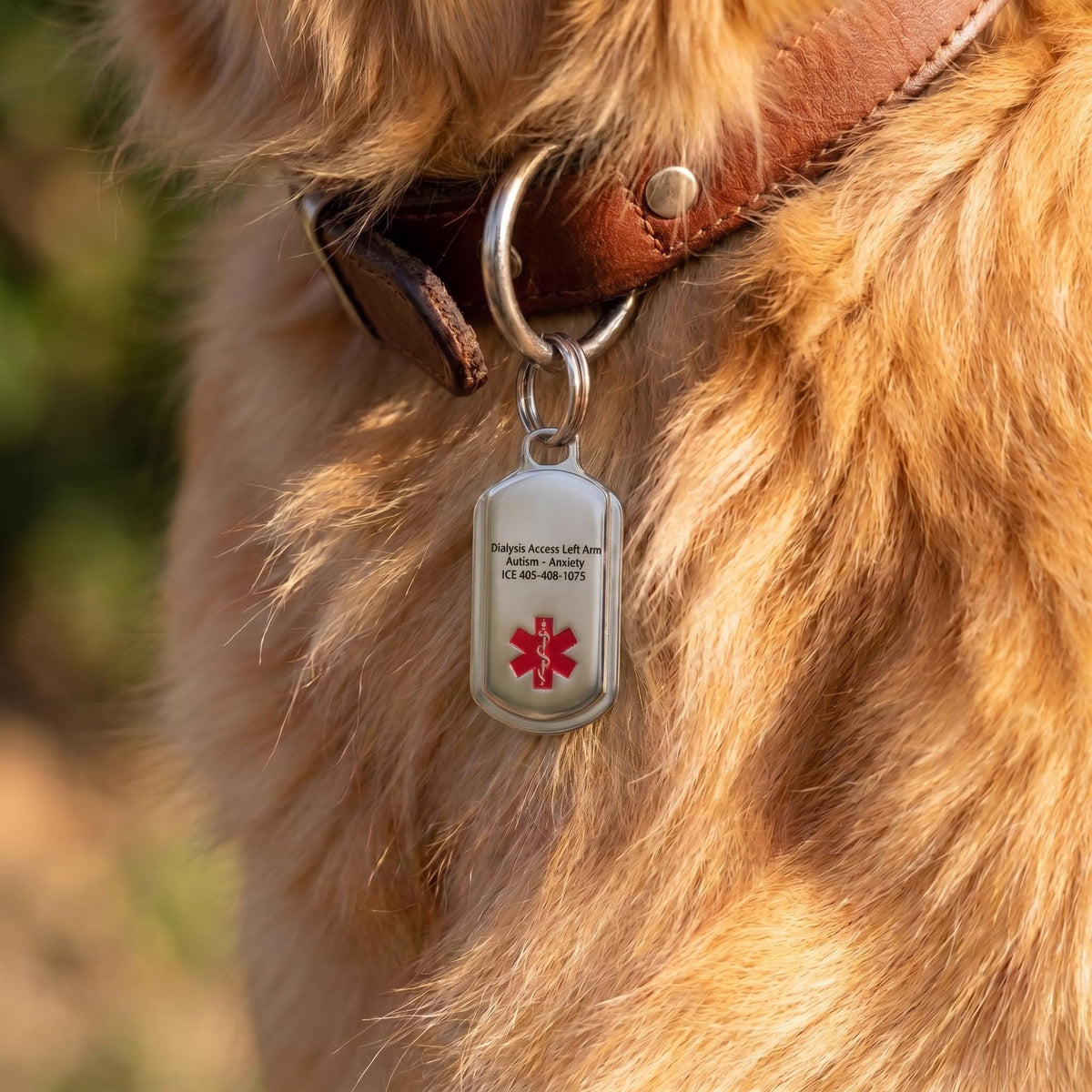Custom Engraved Medical Alert Dog Tag Keychain