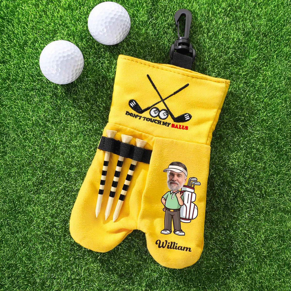 Custom Face Cartoon Golf Ball Sack with Tee Holder