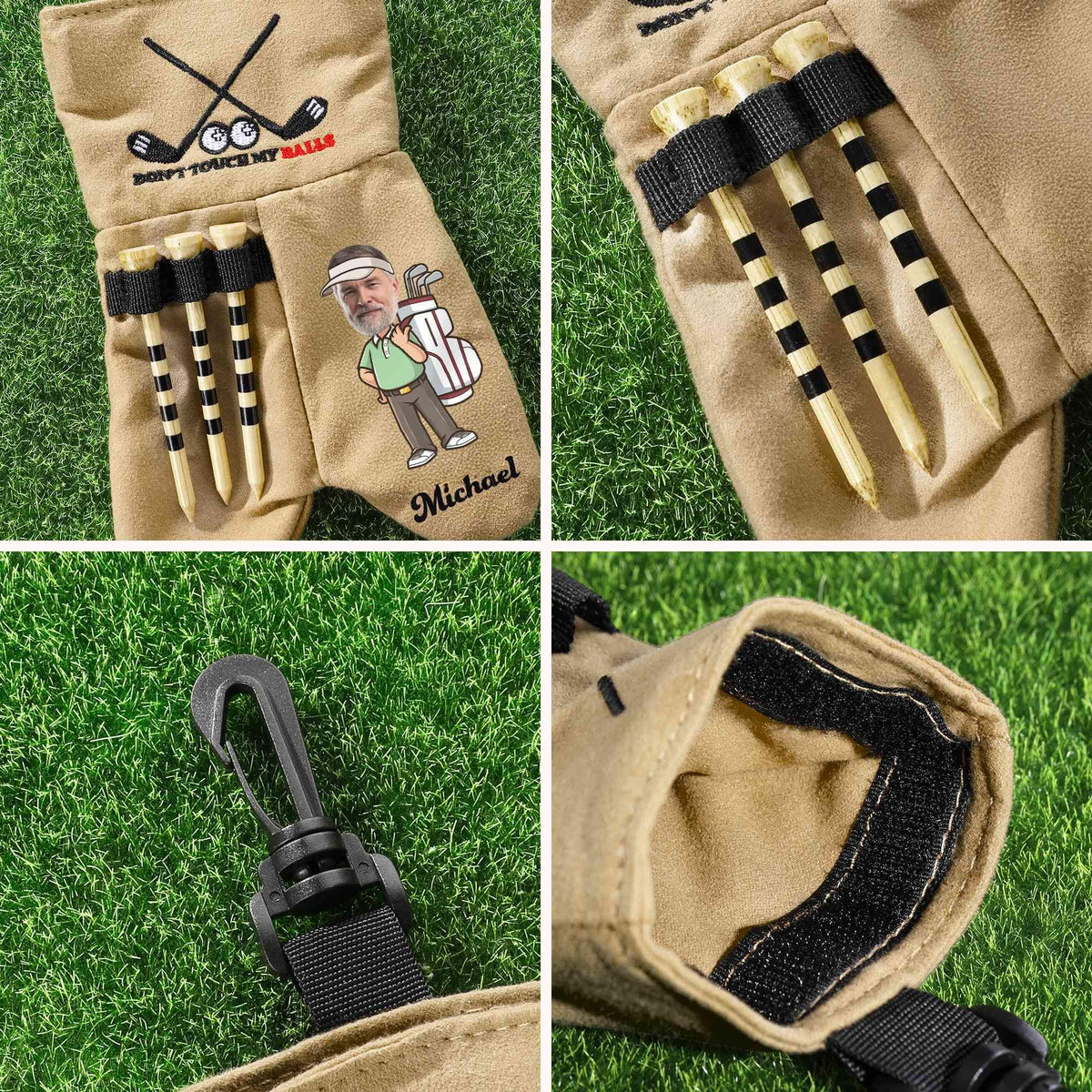 Custom Face Cartoon Golf Ball Sack with Tee Holder