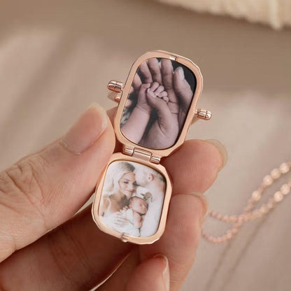 Antique Style Photo Locket Necklace with Name