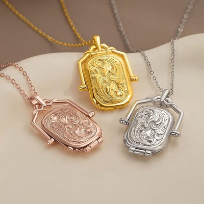 Antique Style Photo Locket Necklace with Name
