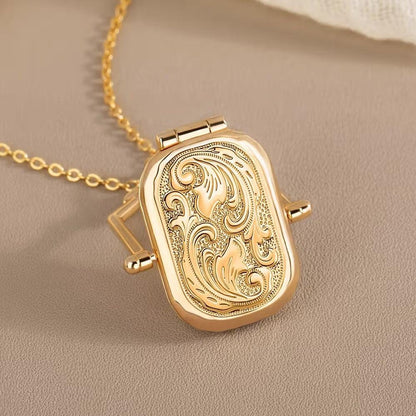 Antique Style Photo Locket Necklace with Name