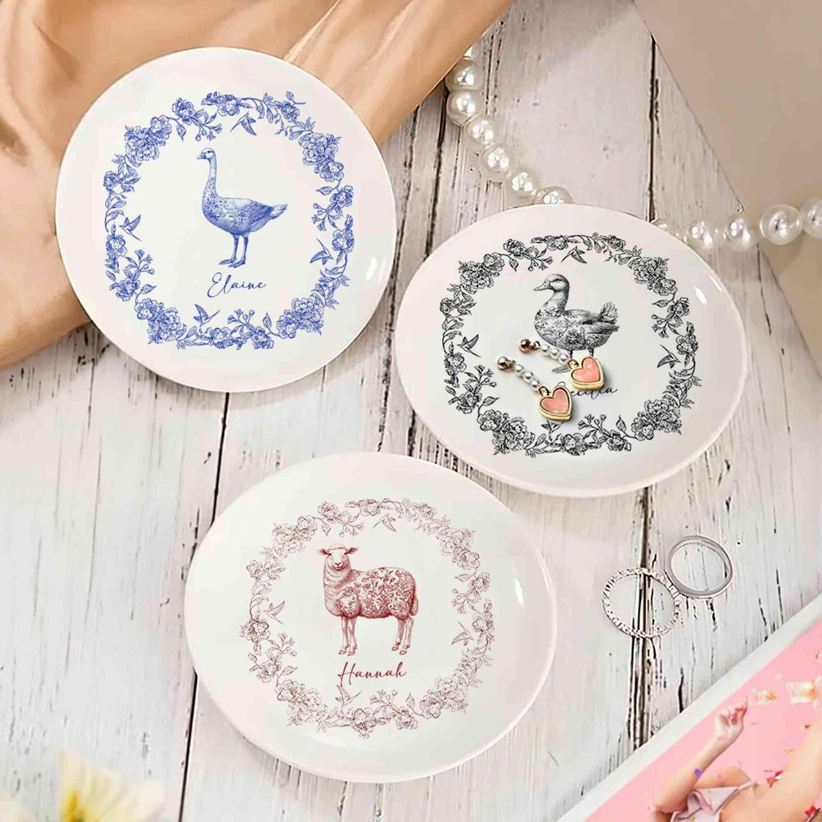 Custom Name Chinoiserie Animal Jewelry Dish