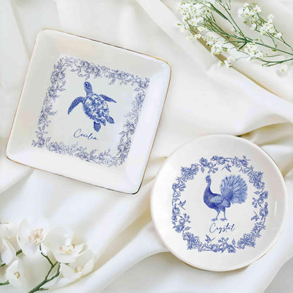 Custom Name Chinoiserie Animal Jewelry Dish