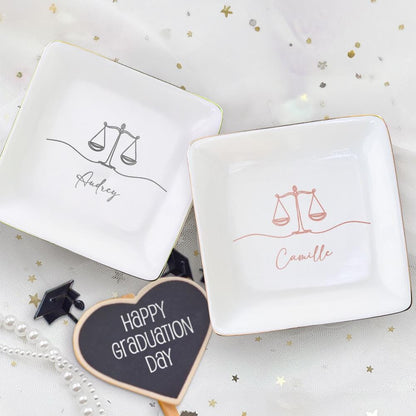 Custom Name Scale of Justice Jewelry Dish