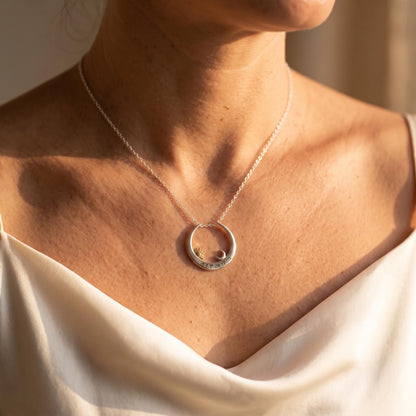 Moon Ring Holder Necklace with Custom Text